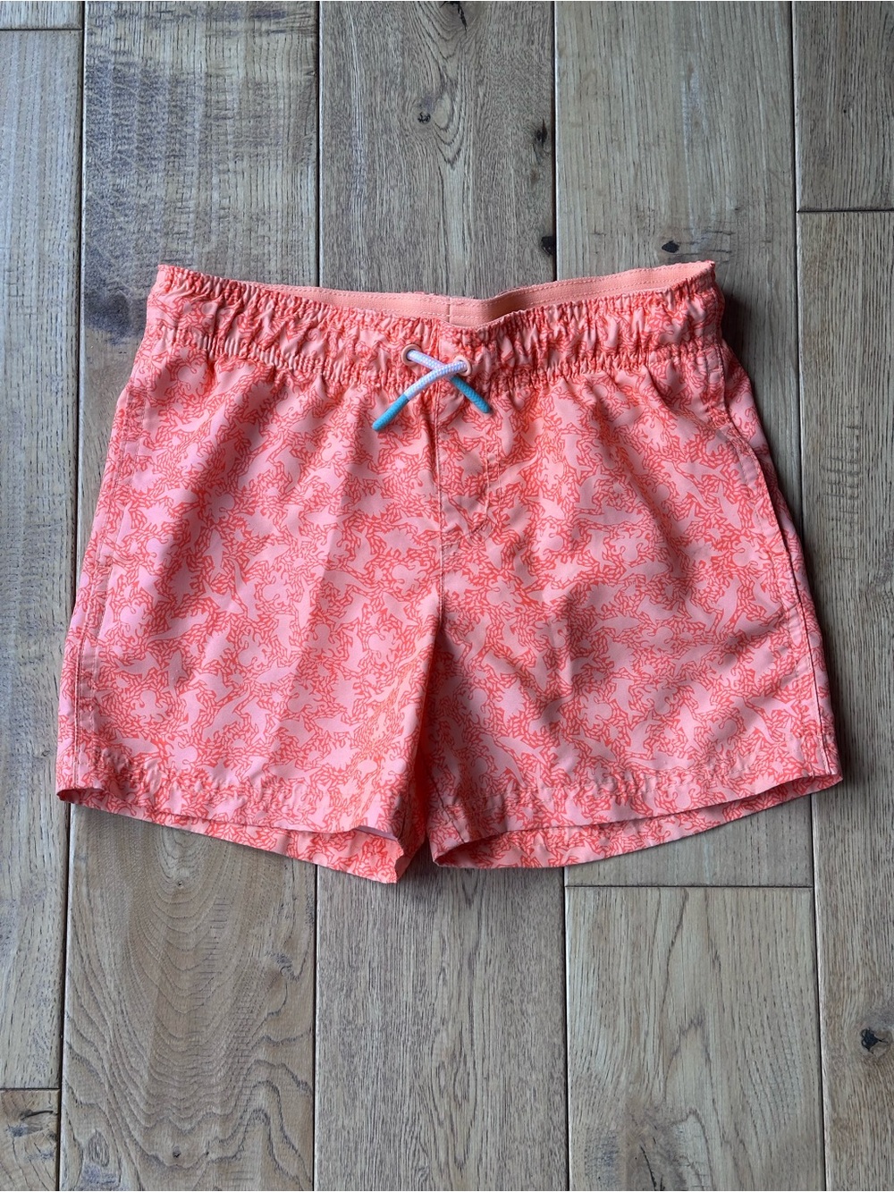 Cat & Jack Neon Orange Print Swim Trunks size Small 6/7